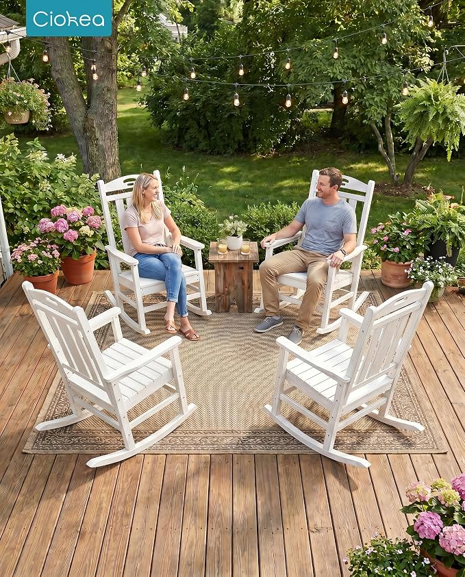 Oversized Outdoor Rocking Chair, High Back Patio Rocker - Image 8