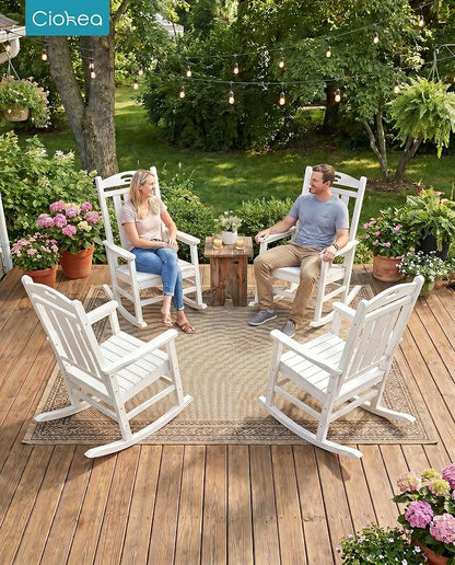 Oversized Outdoor Rocking Chairs Set of 4, 380lbs Heavy-Duty Large Patio Rocker - Image 2