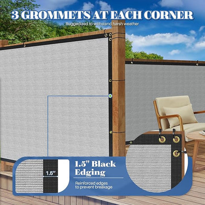 ECOOPTS 4'x233' Privacy Fence Screen Windscreen with Copper Grommets, Fit for Commercial Fence and Residential Garden Outdoor 90% UV Blockage, Cable Zip Ties Included (Gray)
