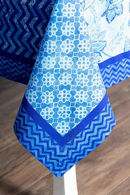 Maison d' Hermine Table Cloth Rectangle Table 100% Cotton 60 x 108 Inches Tablecloth Reusable Decorative for Dining Room, Farmhouse, Home, Party, Festive & Wedding Spring Summer - Indigo Love