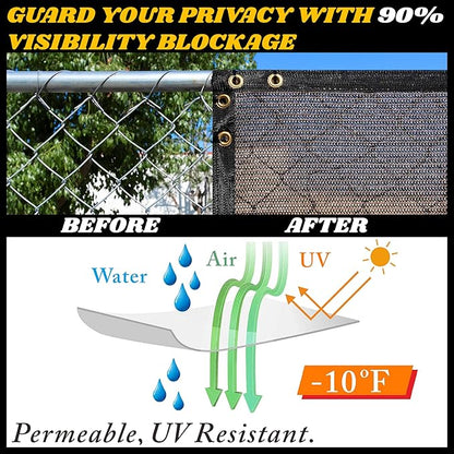 Royal Shade Custom Size 4' x 138' Brown Fence Privacy Screen Windscreen Cover Netting Mesh Fabric Cloth - Cable Zip Ties Included (We Make Custom Size)