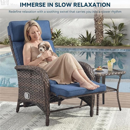 Zero Gravity Wicker Patio Recliner Chairs Set of 2 - Image 4