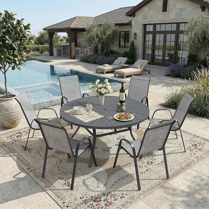 DIFY Patio Chairs Set of 6, Stackable Outdoor Dining Chairs Set - Image 2
