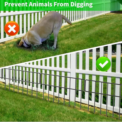 20Ft(L) X 13Inch(H) Animal Barrier Fence - 14 Pack Garden Fence Animal Barrier Garden Border Rustproof Metal No Dig Fence Panels for Dog Rabbit Defense Bottom Blocker for Outdoor Yard Patio