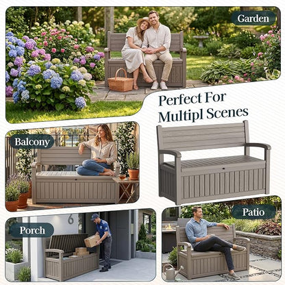 Outdoor Bench, Waterproof Garden Storage Bench, 100 Gallon Deck Box | Lockable - Image 6