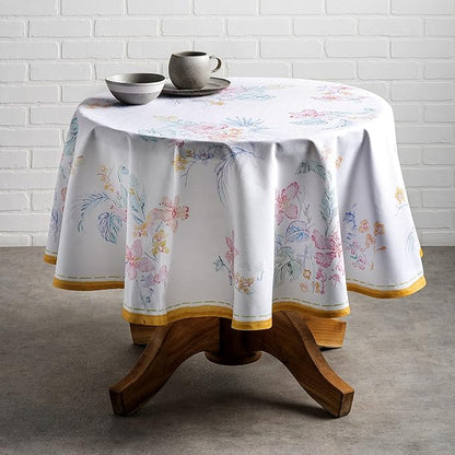 Maison d' Hermine Table Cloth Round Table 100% Cotton 69 Inches Tablecloth Reusable Decorative Everyday Use for Dining Room, Farmhouse, Home, Party, Festive & Wedding Spring Summer - Paradise Island