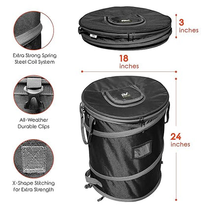 Collapsible Bin Trash & Recycle/Utility, Perfect for Camping, Laundry, Storage and Garden, Waterproof Vinyl and Tear Resistance, Trash and/or Recycle, Two 13 Gallon Bags