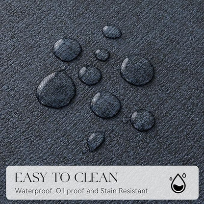 MOSAYT Faux Leather Placemats Set of 12, Heat Resistant Vinyl Place Mats with Coasters, Wipeable Washable 100% Waterproof Oil Proof Table Mats for Kitchen Dining Indoor Outdoor, 12" x 17", Navy Blue