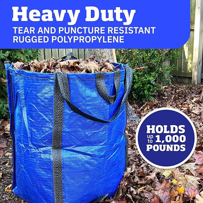 DURASACK Heavy Duty Home and Yard Bags 48-Gallon Reusable Self-Standing Lawn and Leaf Bags Garbage Can with Reinforced Handles, Multicolored, 3 Pack