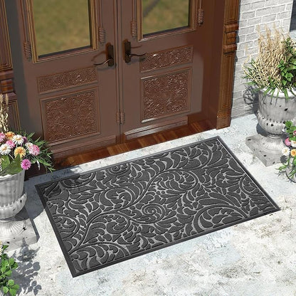 Yimobra Large Door Mat Outside Entrance 47x32, Waterproof Sturdy Outdoor Mats for Front Door, Heavy Duty Non-Slip Doormat for Garage Patio Entryway Indoor, Easy Clean, Grey