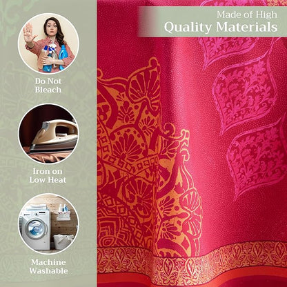 Maison d' Hermine Table Cloth Round Table 100% Cotton 63 Inches Fall Tablecloth Reusable Everyday Use for Thanksgiving Christmas Decorations Dining Farmhouse Party (Versailles)