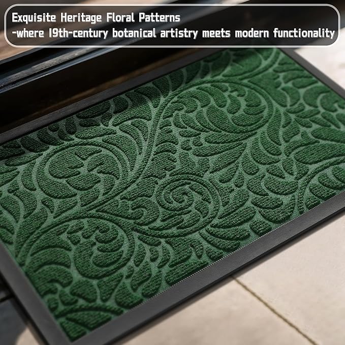 Yimobra Large Door Mat Outside Entrance 36x24, Waterproof Sturdy Outdoor Mats for Front Door, Heavy Duty Non-Slip Doormat for Garage Patio Entryway Indoor, Easy Clean, Green