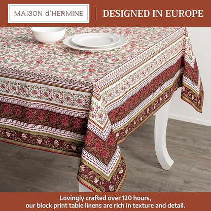 Maison d' Hermine Table Cloth Square Table 100% Cotton 54 x 54 Inches Fall Tablecloth Reusable Everyday Use for Thanksgiving Christmas Decorations Dining Farmhouse Party (Reveillon Au Jardin)