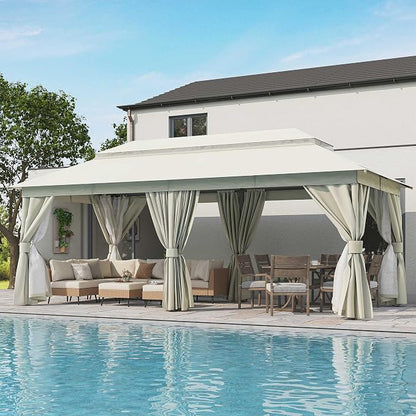 10'x20' Outdoor Gazebo, Metal Frame Heavy Duty Patio Canopy Tent Shelter by LAUSAINTHOME