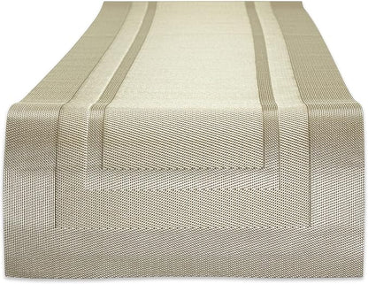 DII PVC Tabletop Collection Woven Indoor/Outdoor, Table Runner, 14x72, Champagne