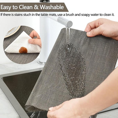 SLKQG Placemats Set of 4 - Easy Clean Washable Vinyl Placemats - Wipeable Heat Resistant Table Mats for Dining Table - 17.7x11.8 Inch (4, Mint Gray)