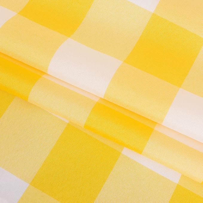 Cupuamon 2 Pack Waterproof Polyester Fabic Square Checkered Tablecloth，54x54 Outdoor Table Cloth，Oil Stain Prevention Table Cloth for Pinics and Parties（Yellow and White）