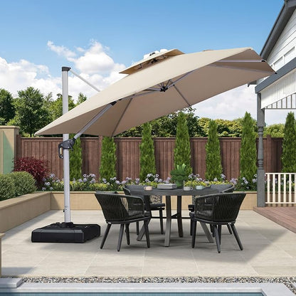 PURPLE LEAF Cantilever Patio Umbrellas 10' x 10' Square Double Top, 3-Yr - Image 3