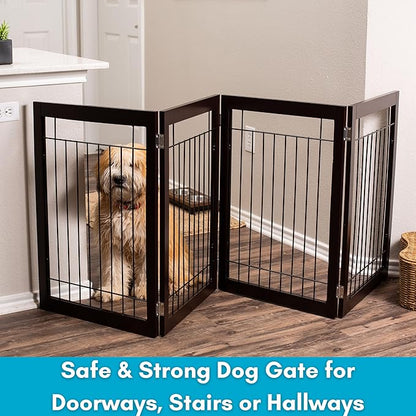 Internet's Best Traditional Wire Dog Gate - 4 Panel - 30" Tall - Espresso