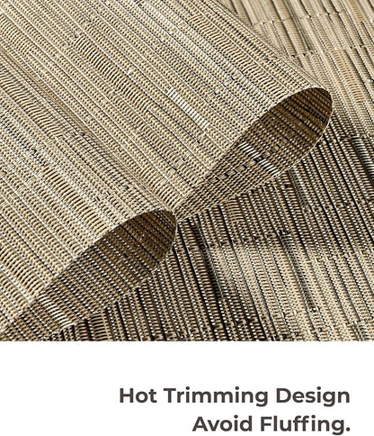 Leetaltree Light Brown Placemats Set of 6 - Heat Resistant Non-Slip Place mats for Dining Table, Washable Durable PVC Vinyl Woven Table Mats（Light Brown, 6）