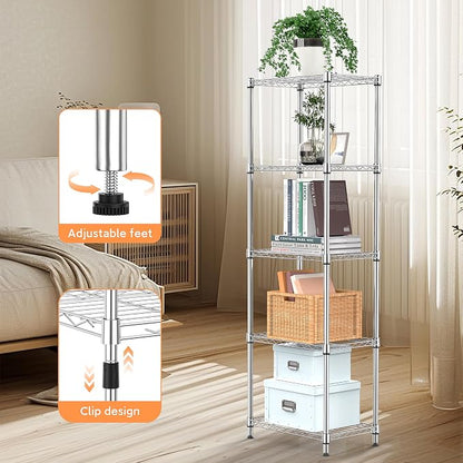 M MZG 5 Tiers Shelf Metal Storage Shelves Wire Rack Closet Organizers - Image 5