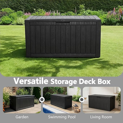 110 Gallon Waterproof Large Resin Deck Box, Lockable Large Outdoor Storage Box - Image 6