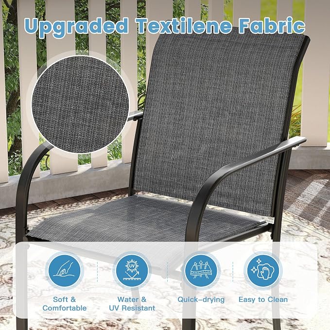 DIFY Patio Dining Chairs Set of 6, Stackable Outdoor Metal Chairs - Image 5