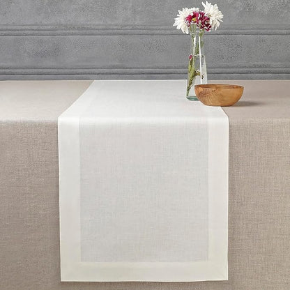 D'Moksha Homes Linen Ivory Table Runner 120 Inches Long - 100% Pure Linen Dining Table Runner 14 x 120 Inch for Valentines, Holiday - Machine Washable