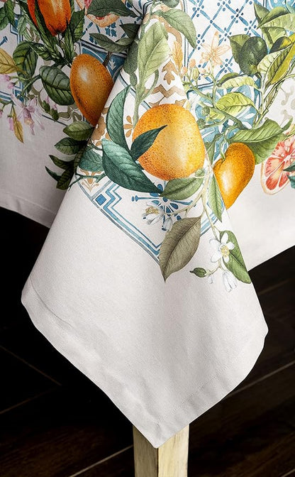 Maison d' Hermine Table Cloth Rectangle Table 100% Cotton 54 x 72 Inches Tablecloth Reusable Decorative Everyday Use for Dining Room, Farmhouse, Home, Party, Festive & Wedding Spring Summer - Agrume
