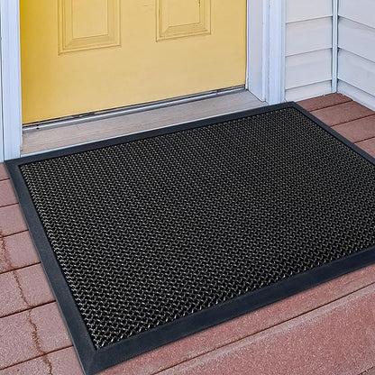 Outdoor Indoor Door Mats for Entryway, Heavy Duty and Durable All-Weather Entry Mat, Low Profile, Non-Slip and Easy Clean Outdoor Doormat for Entrance, Patio and Garage (Black and white 36"x24")