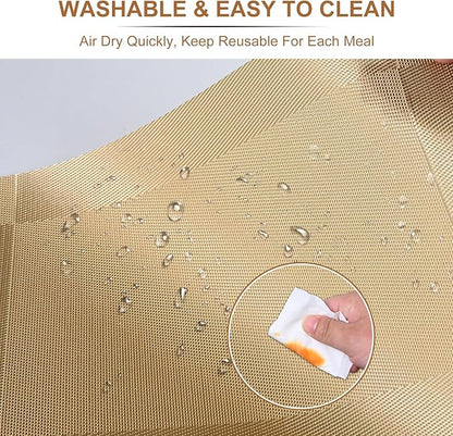 BETEAM Placemats Set of 6, Woven Vinyl Placemat for Dining Table Washable Wipeable Kitchen Place Mats Durable Indoor Outdoor Table Mats