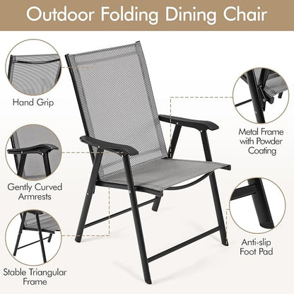 Yaheetech Patio Dining Chairs Set of 4 Outdoor Folding Lawn Chairs, folds flat - Image 5