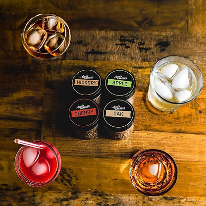 400 Cocktail Smoker Wood Chips - Variety Flavors Big Pack - Apple, Hickory, Oak, Cherry - Whiskey Smoker Wood Chips for Bourbon, Rum & Cocktail Smoker Kits