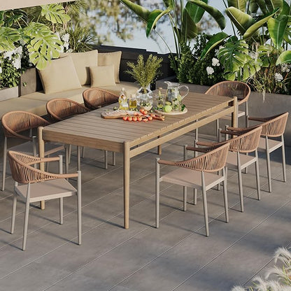 8 Pcs Stackable Patio Dining Chairs, Aluminum Rattan Outdoor Dining Chair by Erotr