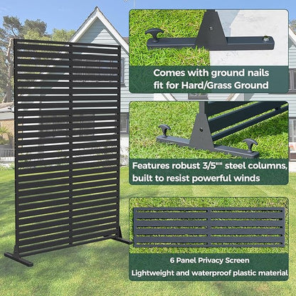 Privacy Fence Screen Outdoor Freestanding Privacy Panel, 72" H×47" W HDPE Decorative Panels with Stand, Room/Garden Divider, Outdoor Privacy Screen for Patio,Deck, Balcony, Pool