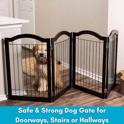 Internet's Best Wire Dog Gate with Arched Top - 4 Panel - 30" Tall - Espresso