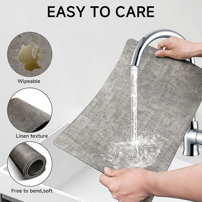 Faux Leather Vinyl Placemats Set of 6 Wipeable Heat Resistant Place Mats 100% Washable - Waterproof - Anti Slip Reversible Table Mats for Kitchen/Dining/Party/Outdoor, 12" x 16.5", Dark Grey