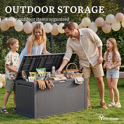 YITAHOME 95 Gallon Large Outdoor Deck Box | Lockable Waterproof Resin Storage - Image 6