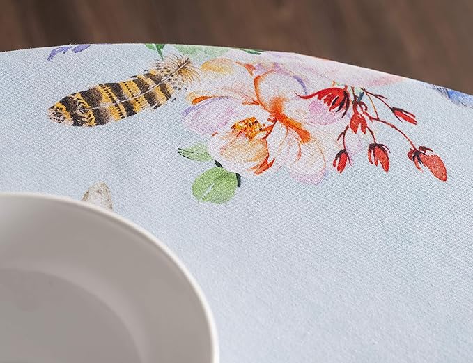 Maison d' Hermine Table Cloth Round Table 100% Cotton 69 Inches Tablecloth Reusable Decorative Everyday Use for Dining Room, Farmhouse, Home, Party, Festive & Wedding Spring Summer - Ibiza