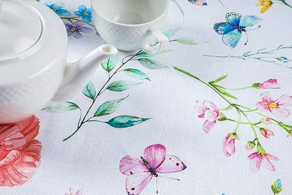 Maison d' Hermine Table Cloth Round Table 100% Cotton 69 Inches Tablecloth Reusable Decorative Everyday Use for Dining Room, Farmhouse, Home, Party, Festive & Wedding Spring Summer - Just Floral