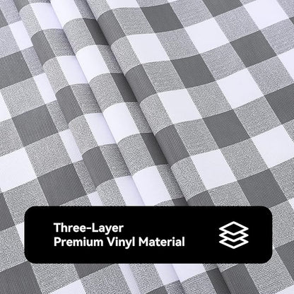 Romanstile Rectangle Vinyl Tablecloth, 100% Waterproof Buffalo Gingham Plastic Table Cloth, Heavy Duty Wipeable Checkered Table Covers for Outdoor, Camping, Picnic, Patio - 54 x 78, Grey and White