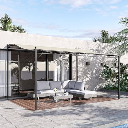 Outsunny 10' x 13' Steel Outdoor Pergola Gazebo Patio Canopy Cream White | - Image 2