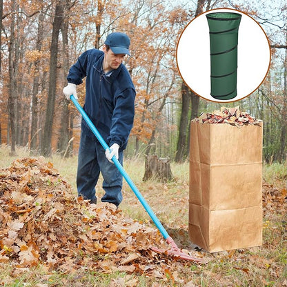 Adnee 2 Pcs Leaf Bag Funnel Holder, Foldable Lawn Bag Chute Stand Fit for 30 Gallon Paper Bags, Reusable Yard Waste Bag Funnel for Handling Garbage and Leaves