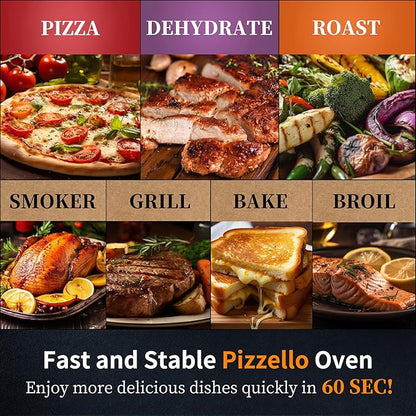 PIZZELLO 12" Outdoor Pizza Oven Propane and Wood Fired Pizza Maker Multi-Fuel Pizza Ovens with Gas Burner, Wood Tray, Stone, Pizza Peel, Cover, Forte Gas (Black)