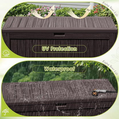 Devoko 125 Gallon Outdoor Storage Box, Waterproof Resin Deck Box | - Image 5
