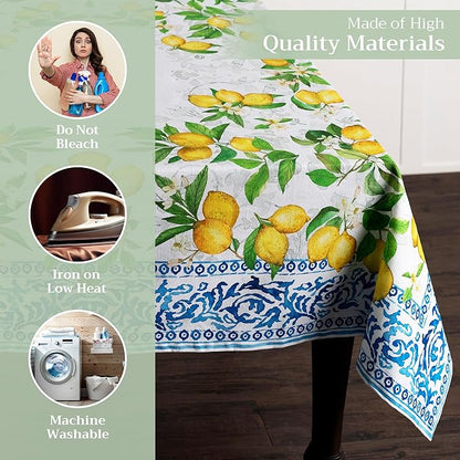 Maison d' Hermine Table Cloth Rectangle Table 100% Cotton 60 x 108 Inches Tablecloth Reusable Decorative Everyday Use for Dining Room, Farmhouse, Home, Party, Festive & Wedding Spring Summer - Cedrat