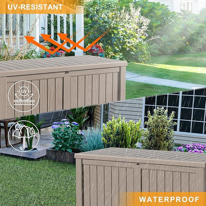 150 Gallon Lockable Resin Deck Box, Waterproof Outdoor Storage Container - Image 6