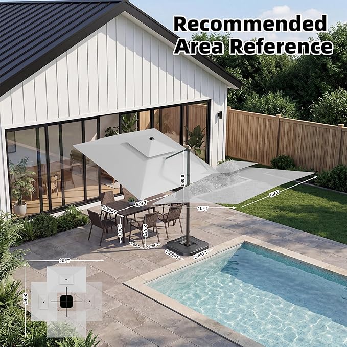 10x10 FT Outdoor Cantilever Patio Umbrella - Image 5