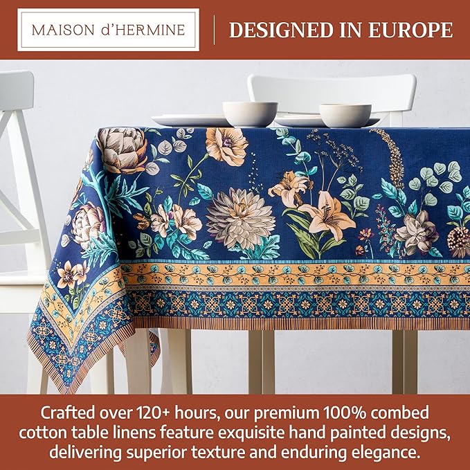 Maison d' Hermine Premium Table Cloth Square Table 100% Combed Cotton 70 x 70 Inches Tablecloth Reusable Decorative for Dining Room, Farmhouse, Home, Party, Festive & Wedding - Artichoke
