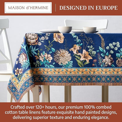 Maison d' Hermine Premium Table Cloth Rectangle Table 100% Combed Cotton 140 x 70 Inches Tablecloth Reusable Decorative for Dining Room, Farmhouse, Home, Party, Festive & Wedding - Artichoke